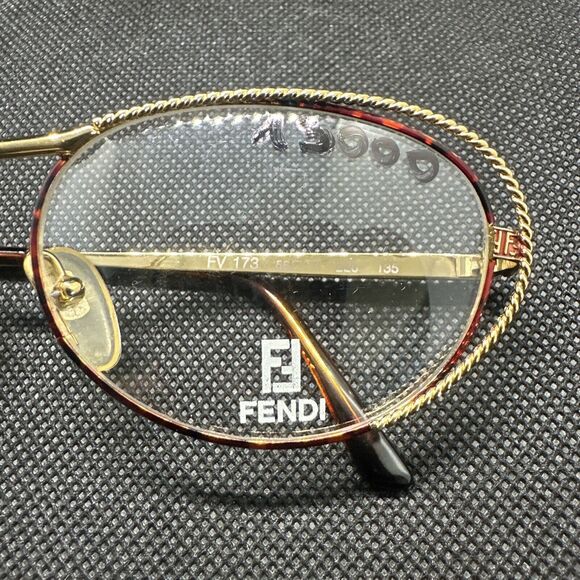 Vintage FENDI 80's Designer Gold Monogram Eyeglass Frame Mod FV 173 DEMO LENSES - Picture 3 of 15